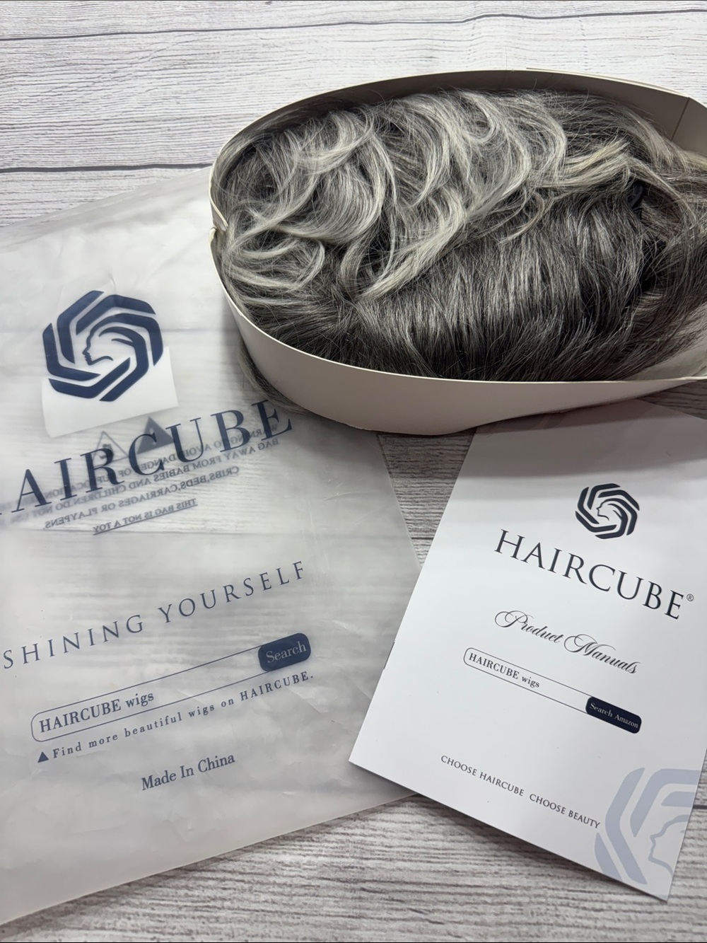 Haircube Short Wavy Gray Blend Wig - Salt & Pepper Style